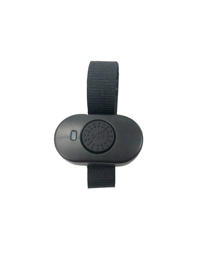 Dette er den sendeknap der kan sættes fast på rattet, styret, en finger eller lignende