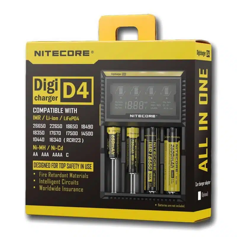 Nitecore Digicharger D4 med flere features der sikrer optilmal opladning
