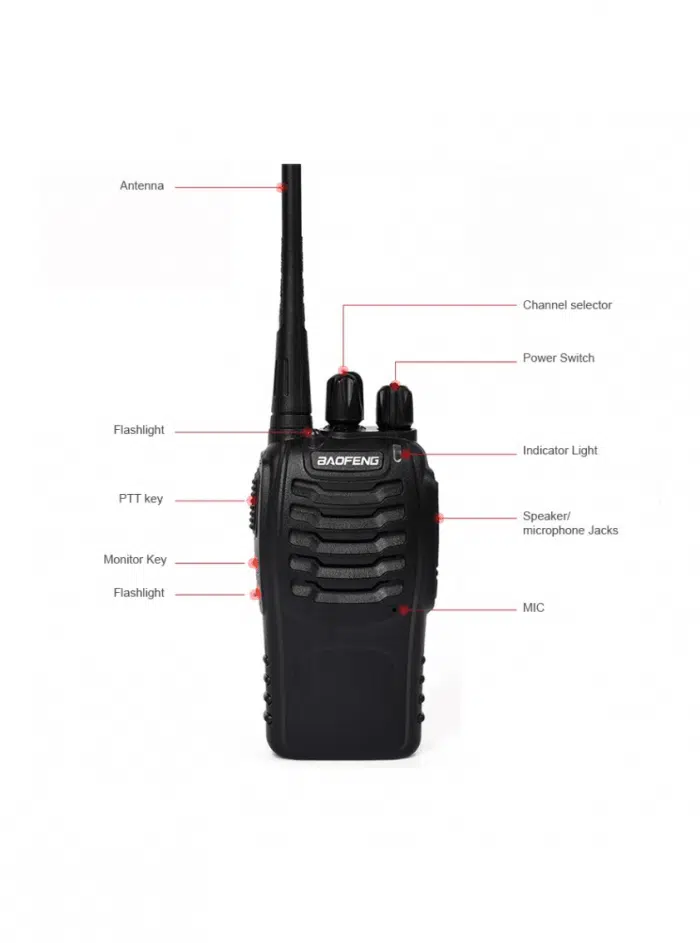 Baofeng 888S - 2 pcs. 0.5 watt license-free UHF walkie-talkie with 16 channels, VOX + Time-out timer (TOT) - Image 4