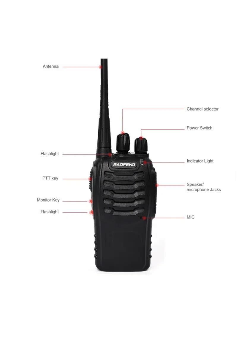 Baofeng 888S - 2 pcs. 0.5 watt license-free UHF walkie-talkie with 16 channels, VOX + Time-out timer (TOT) - Image 4