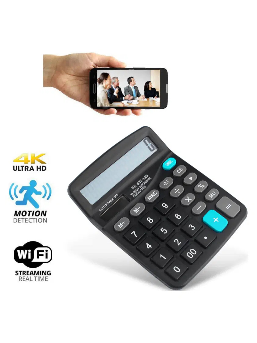 TrådløTrådløs HD 4K regnemaskine med skjult kamera