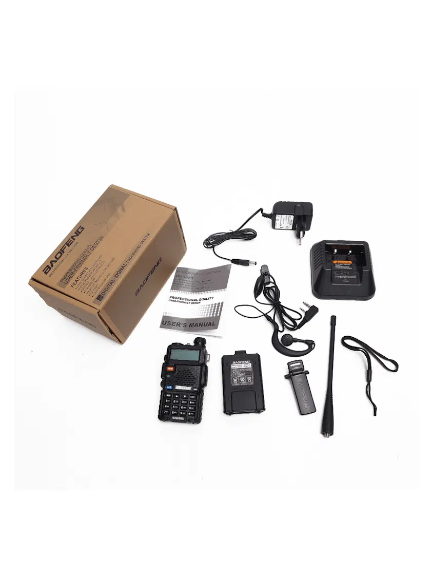 Baofeng uv-5r, Voice activated 8 watt UHF/VHF walkie-talkie with 128 channels, VOX + Alarm, desktop charger. Earpiece at kr. 119,00 included u/b. - Image 4