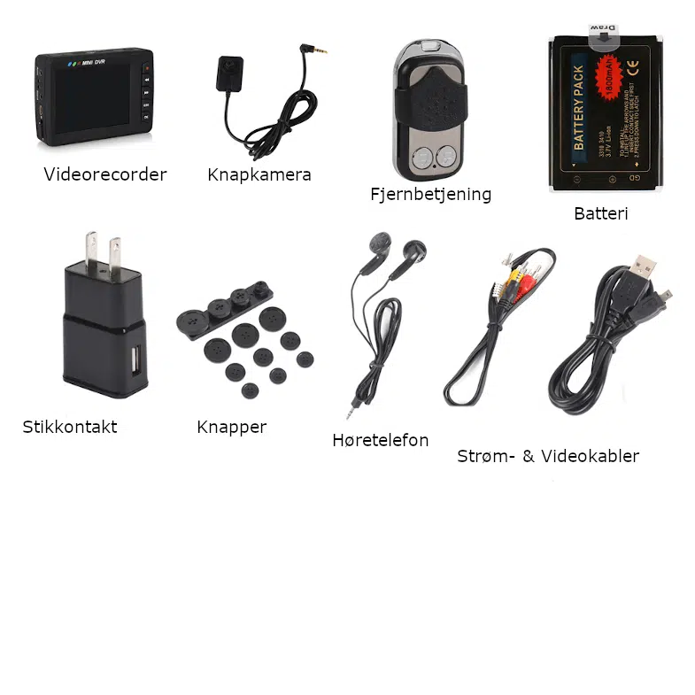 Button (invisible camera lens) with video recorder and remote control. - Image 5