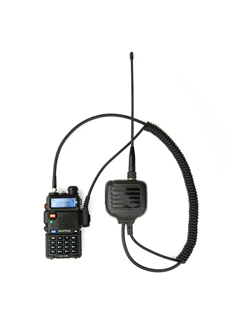 Højttalermikrofon med dobbeltbåndsantenne, (UHF/VHF: 400-520 MHz & 136-174 Mhz).