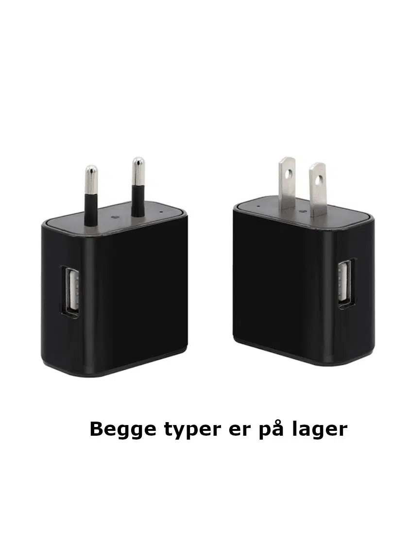 WIFI IP USB VÆGOPLADER MED 4K SKJULT KAMERA, LOOP OPTAGELSE, NIGHT VISION M.M.