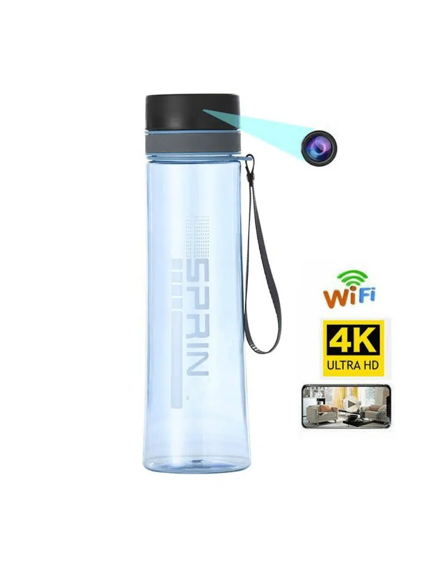 Vandflaske med skjult kamera, bevægelsesdetektering og WiFi, så du kan følge med hvornår du vil, hvorfra du vil!