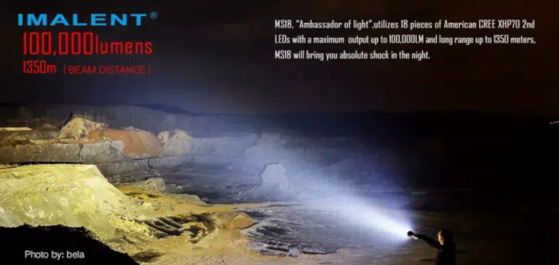 Imalent MS18, Verdens Kraftigste Håndholdte Lygte med 100.000 Lumen !