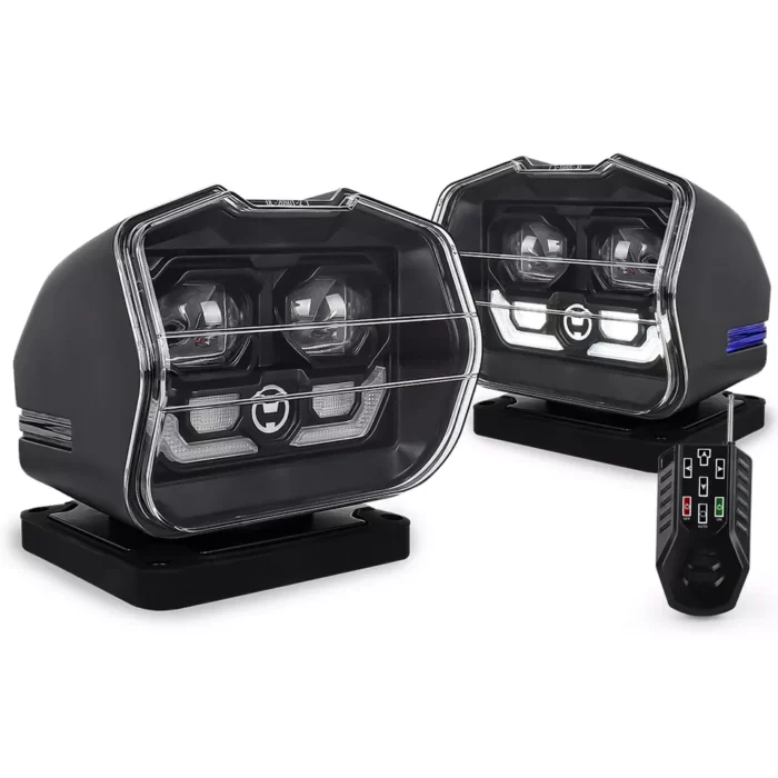 Searchlight 360° + auto search.
Magnetic transparent 60W powerful spot searchlight including remote control that can operate the light from 100 meters away. - Image 2
