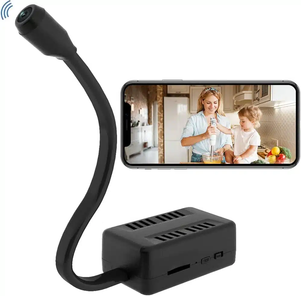 Spionkamera Skjult kamera, spionkamera WiFi Trådløst kamera Full HD 1080P Nanny Cam med mobiltelefon-app, Lille gør-det-selv-spionkamera med bevægelsesdetektion til hjemmekontor bil indendørs