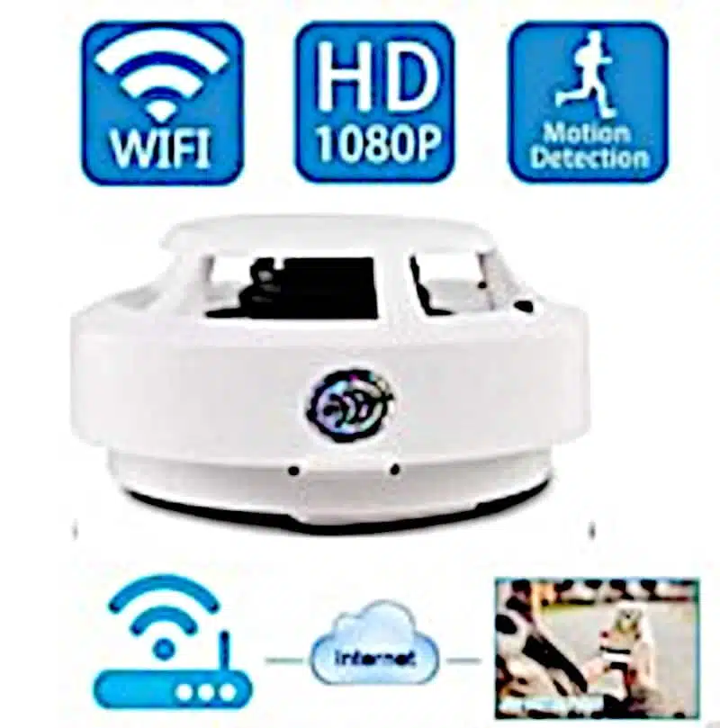 batteridrevet Røgdetektor-med-skjult-kamera-m.m.