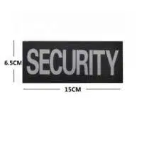 Velcro tøjmærke med teksten "SECURITY" på,