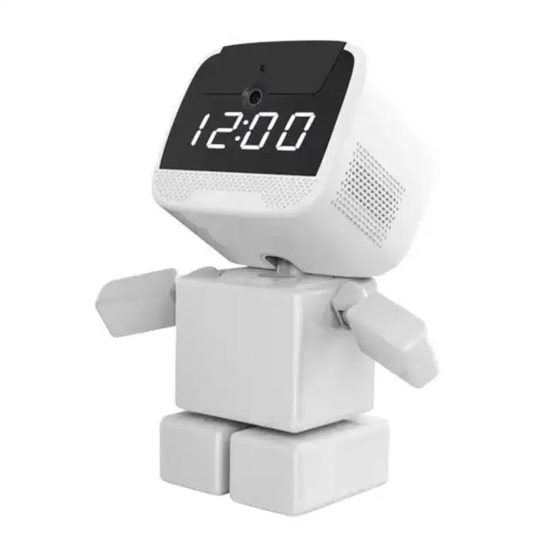 Intelligent Robot med visning af klokken. Samtaleanlæg, autofollow, Wifi, CCTV-overvågningskamera. 1080P Cloud-løsning