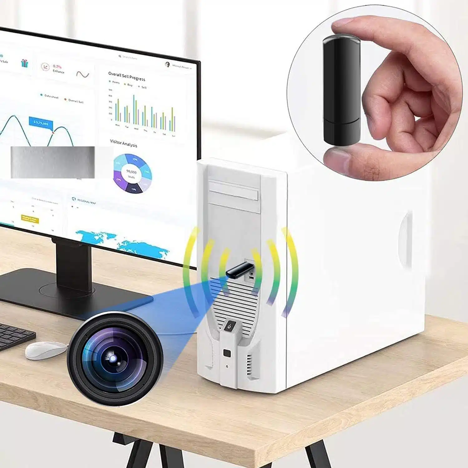 Sort USB pen med skjult videoptager.