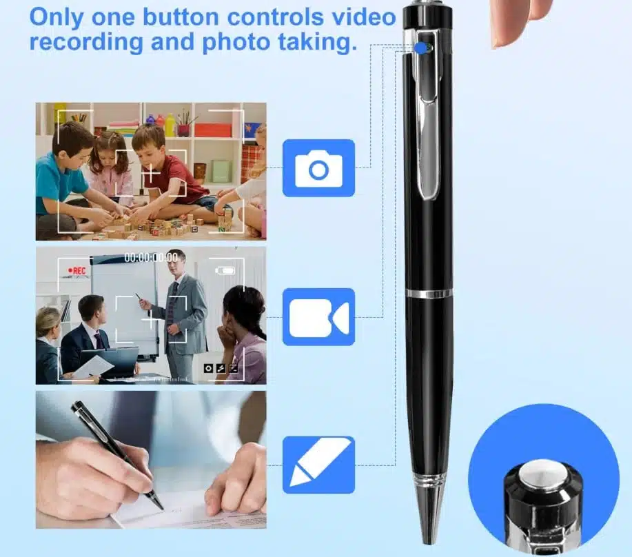 Kuglepen med skjult lydoptager er en bærbar stemmeoptager-pen med 32GB intern hukommelse. Denne professionelle pen giver dig mulighed for at optage video og lyd med høj kvalitet. Ideel til brug under møder og andre forretningsmæssige aktiviteter.
